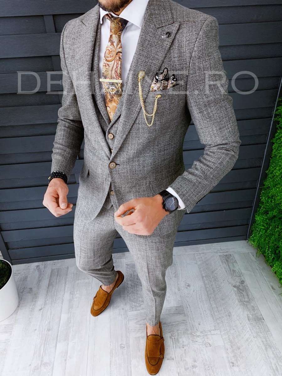 Costum barbati slim fit + vesta zr a8664 s27